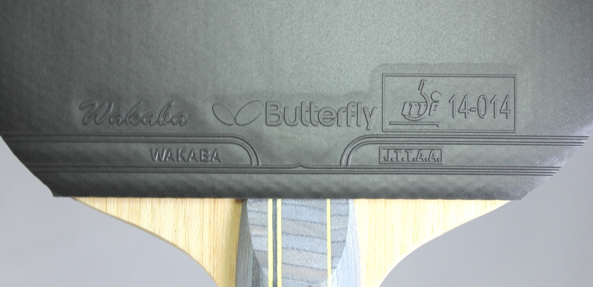 Butterfly Nakama S-10 Racket: Close-up of black rubber